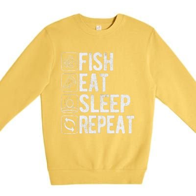 Fishing Fisherman Funny Eat Sleep Fish Repeat Fisher Premium Crewneck Sweatshirt