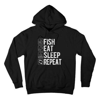 Fishing Fisherman Funny Eat Sleep Fish Repeat Fisher Hoodie