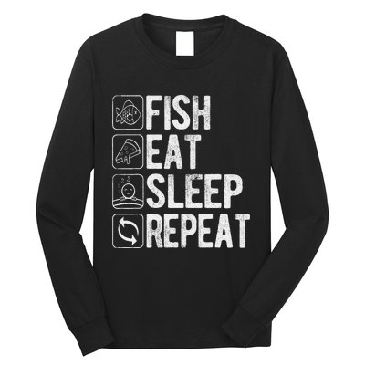 Fishing Fisherman Funny Eat Sleep Fish Repeat Fisher Long Sleeve Shirt