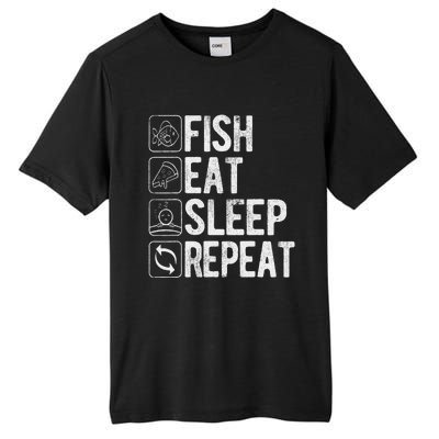 Fishing Fisherman Funny Eat Sleep Fish Repeat Fisher Tall Fusion ChromaSoft Performance T-Shirt