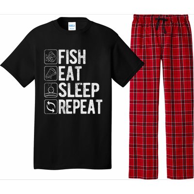 Fishing Fisherman Funny Eat Sleep Fish Repeat Fisher Pajama Set