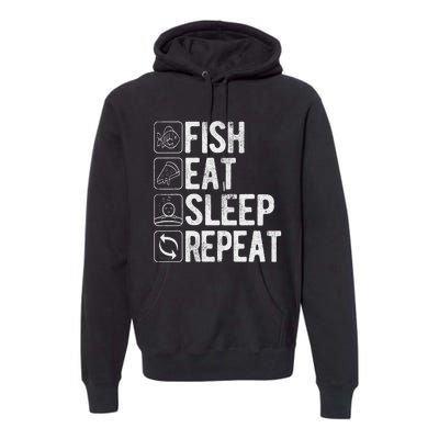 Fishing Fisherman Funny Eat Sleep Fish Repeat Fisher Premium Hoodie