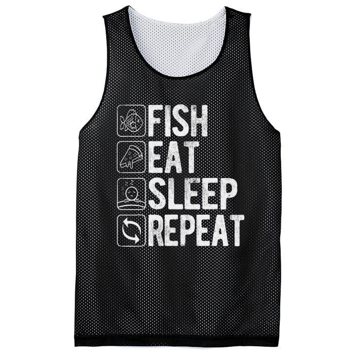 Fishing Fisherman Funny Eat Sleep Fish Repeat Fisher Mesh Reversible Basketball Jersey Tank