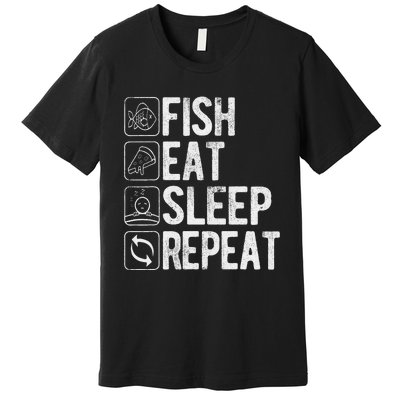 Fishing Fisherman Funny Eat Sleep Fish Repeat Fisher Premium T-Shirt