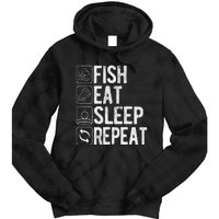 Fishing Fisherman Funny Eat Sleep Fish Repeat Fisher Tie Dye Hoodie