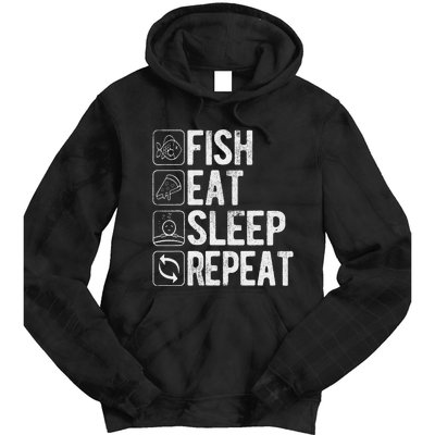 Fishing Fisherman Funny Eat Sleep Fish Repeat Fisher Tie Dye Hoodie