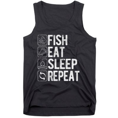 Fishing Fisherman Funny Eat Sleep Fish Repeat Fisher Tank Top