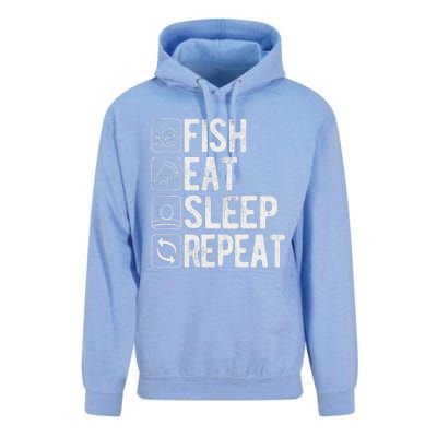 Fishing Fisherman Funny Eat Sleep Fish Repeat Fisher Unisex Surf Hoodie