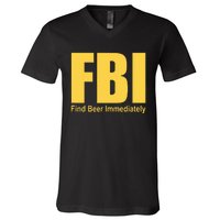 Funny Fbi Find Beer Immediately V-Neck T-Shirt