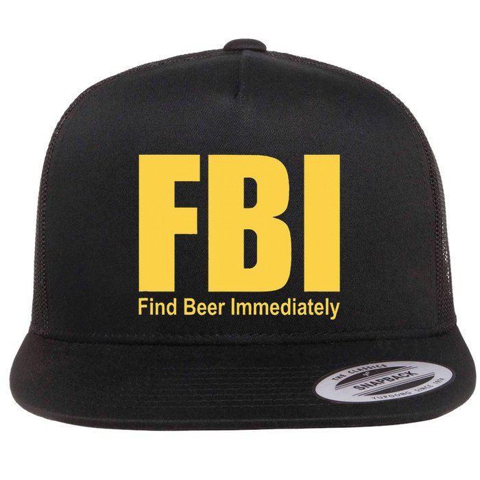 Funny Fbi Find Beer Immediately Flat Bill Trucker Hat