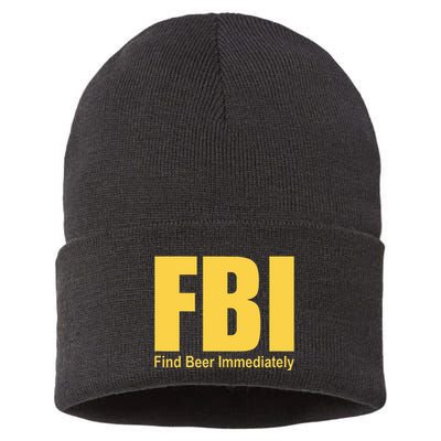 Funny Fbi Find Beer Immediately Sustainable Knit Beanie