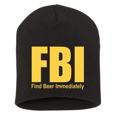 Funny Fbi Find Beer Immediately Short Acrylic Beanie