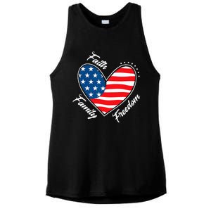 Faith Family Freedom 4th of July Patriotic Ladies PosiCharge Tri-Blend Wicking Tank