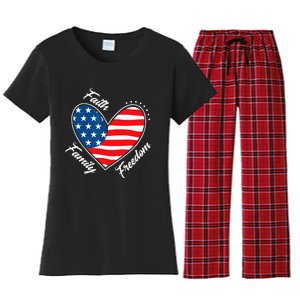 Faith Family Freedom 4th of July Patriotic Women's Flannel Pajama Set