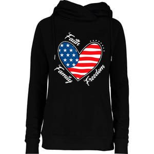 Faith Family Freedom 4th of July Patriotic Womens Funnel Neck Pullover Hood