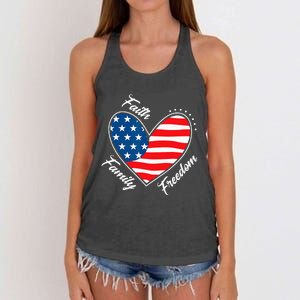 Faith Family Freedom 4th of July Patriotic Women's Knotted Racerback Tank