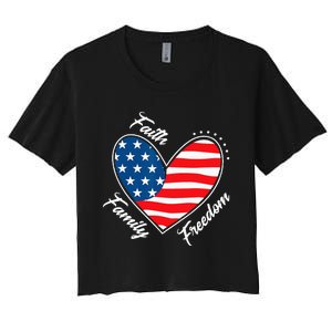 Faith Family Freedom 4th of July Patriotic Women's Crop Top Tee