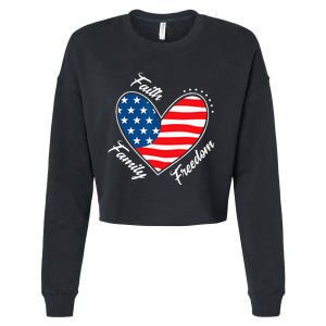 Faith Family Freedom 4th of July Patriotic Cropped Pullover Crew