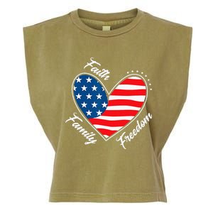 Faith Family Freedom 4th of July Patriotic Garment-Dyed Women's Muscle Tee