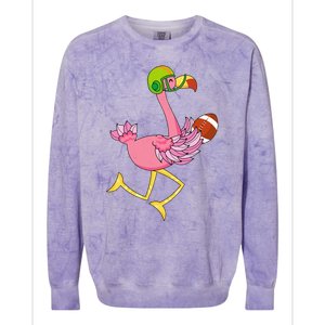 Flamingo Football Flamingo Playing Football Colorblast Crewneck Sweatshirt