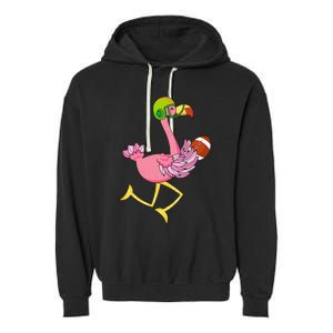 Flamingo Football Flamingo Playing Football Garment-Dyed Fleece Hoodie