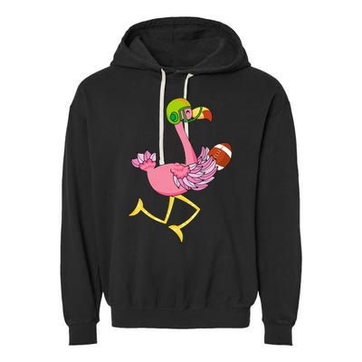 Flamingo Football Flamingo Playing Football Garment-Dyed Fleece Hoodie