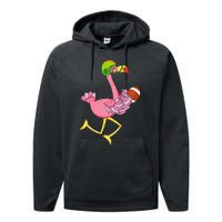 Flamingo Football Flamingo Playing Football Performance Fleece Hoodie