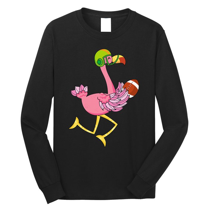 Flamingo Football Flamingo Playing Football Long Sleeve Shirt