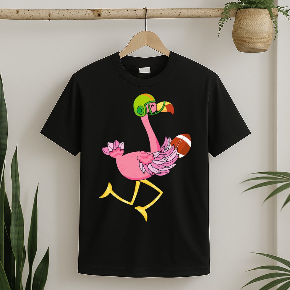 Flamingo Football Flamingo Playing Football T-Shirt
