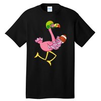 Flamingo Football Flamingo Playing Football Tall T-Shirt