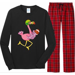 Flamingo Football Flamingo Playing Football Long Sleeve Pajama Set