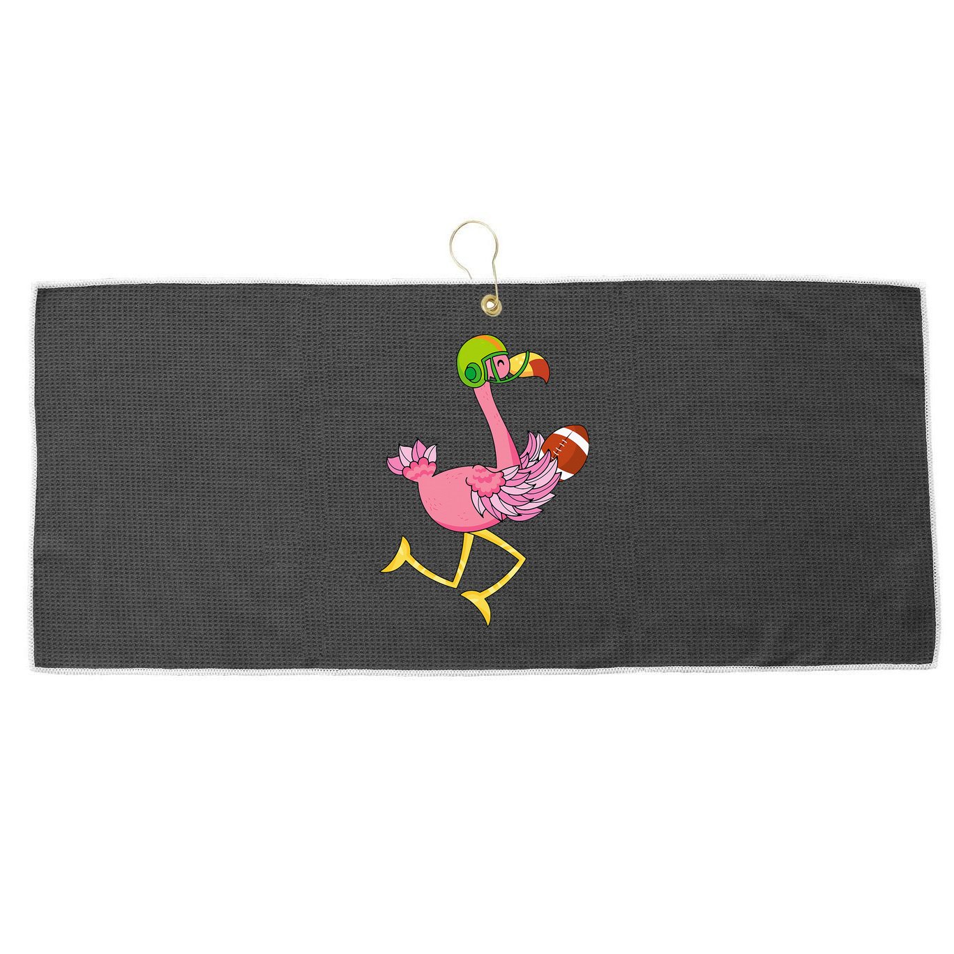 Flamingo Football Flamingo Playing Football Large Microfiber Waffle Golf Towel