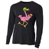 Flamingo Football Flamingo Playing Football Cooling Performance Long Sleeve Crew