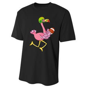 Flamingo Football Flamingo Playing Football Performance Sprint T-Shirt