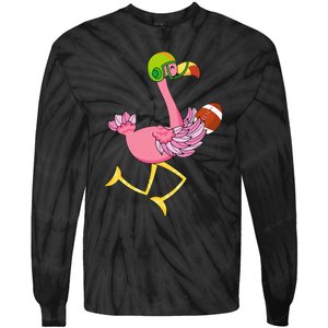 Flamingo Football Flamingo Playing Football Tie-Dye Long Sleeve Shirt