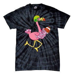 Flamingo Football Flamingo Playing Football Tie-Dye T-Shirt