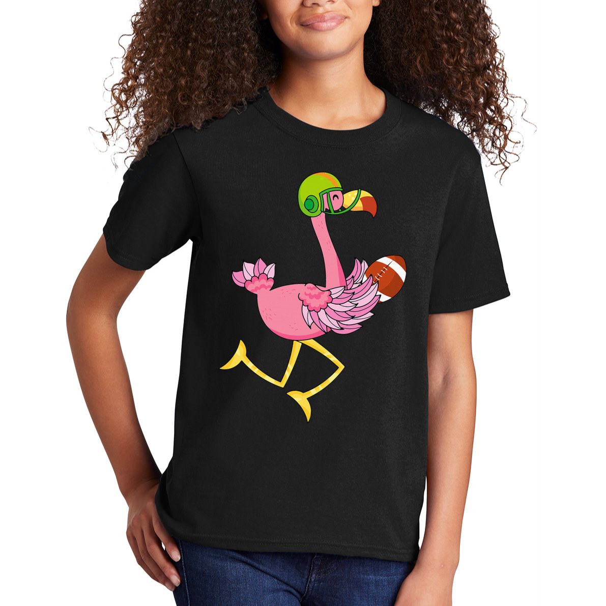 Flamingo Football Flamingo Playing Football Kids T-Shirt