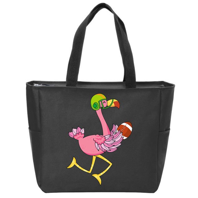 Flamingo Football Flamingo Playing Football Zip Tote Bag