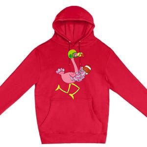 Flamingo Football Flamingo Playing Football Premium Pullover Hoodie