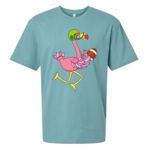 Flamingo Football Flamingo Playing Football Sueded Cloud Jersey T-Shirt