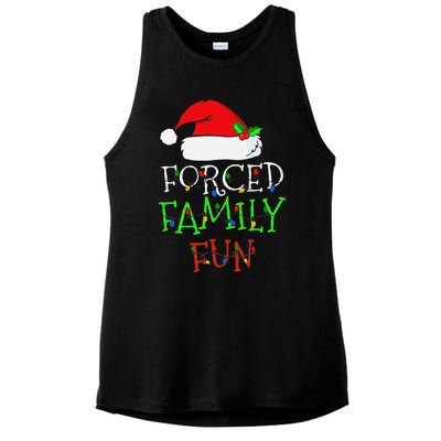 Funny Forced Family Fun Sarcastic Christmas Pajama Family Funny Ladies PosiCharge Tri-Blend Wicking Tank