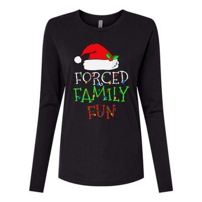 Funny Forced Family Fun Sarcastic Christmas Pajama Family Funny Womens Cotton Relaxed Long Sleeve T-Shirt