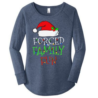 Funny Forced Family Fun Sarcastic Christmas Pajama Family Funny Women's Perfect Tri Tunic Long Sleeve Shirt