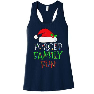 Funny Forced Family Fun Sarcastic Christmas Pajama Family Funny Women's Racerback Tank