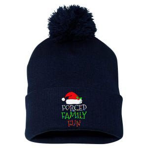 Funny Forced Family Fun Sarcastic Christmas Pajama Family Funny Pom Pom 12in Knit Beanie