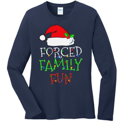 Funny Forced Family Fun Sarcastic Christmas Pajama Family Funny Ladies Long Sleeve Shirt