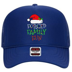 Funny Forced Family Fun Sarcastic Christmas Pajama Family Funny High Crown Mesh Back Trucker Hat