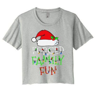 Funny Forced Family Fun Sarcastic Christmas Pajama Family Funny Women's Crop Top Tee