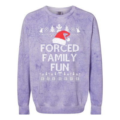 Forced Family Fun Sarcastic Adult Christmas Even Colorblast Crewneck Sweatshirt