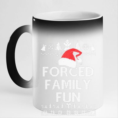 Forced Family Fun Sarcastic Adult Christmas Even 11oz Black Color Changing Mug